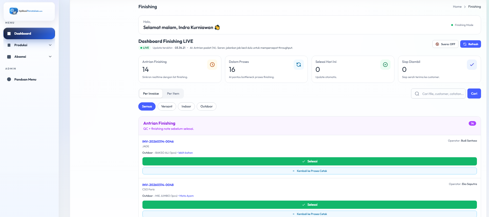Dashboard Finishing